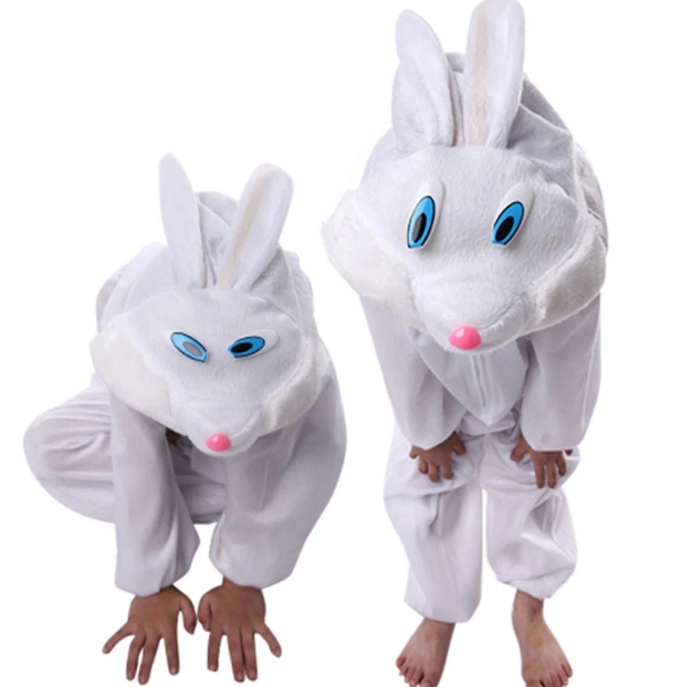 Çocuk Tavşan Kostümü Beyaz Renk 3-5 Yaş 100 cm