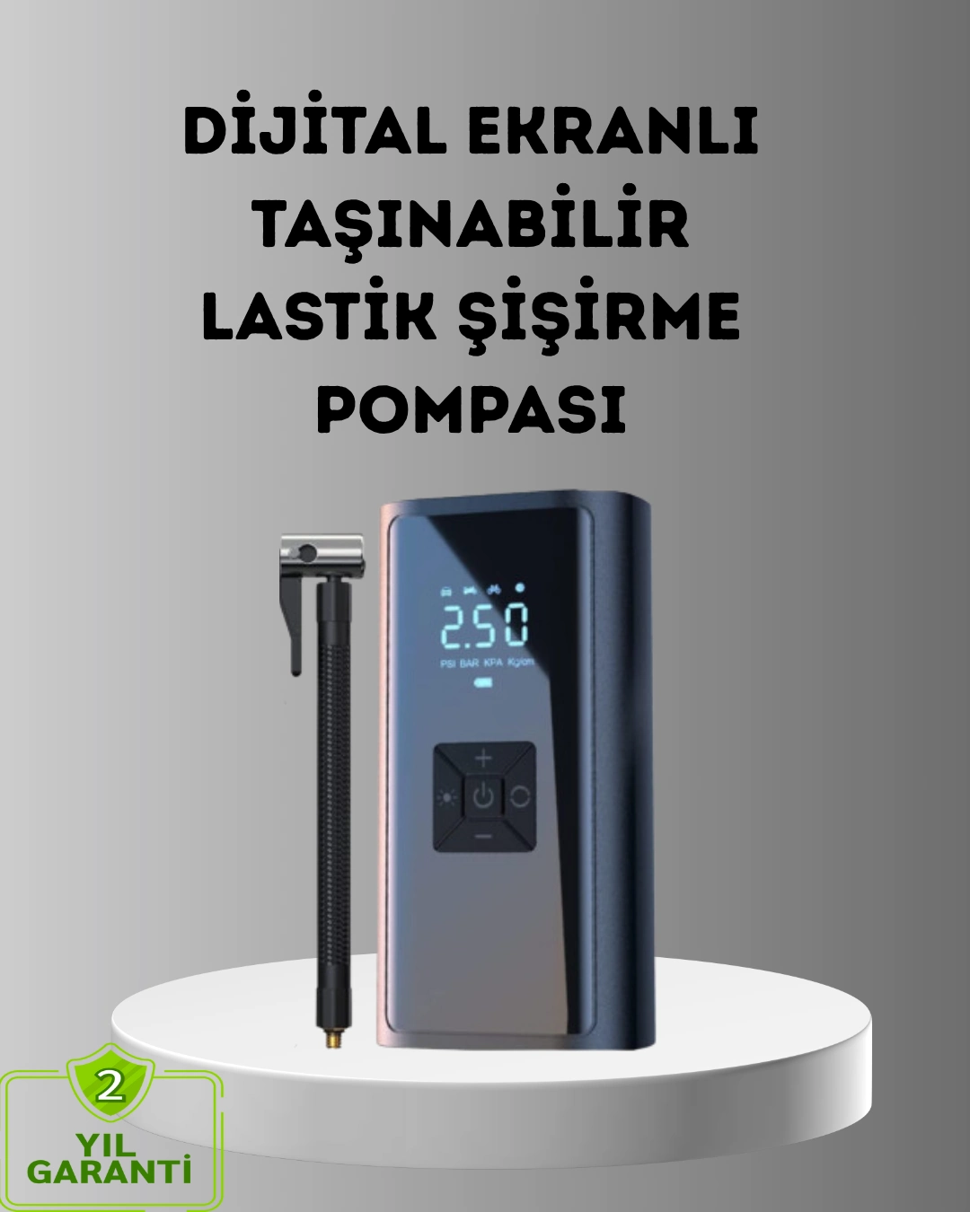 Dijital Ekranlı Kablosuz Hava Pompası LED Işıklı 12V 80W