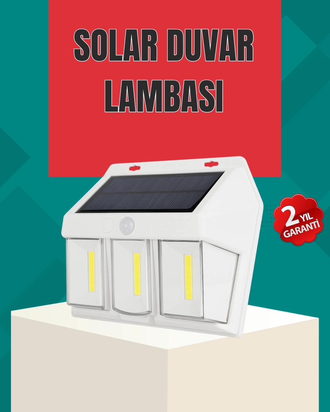 Dış Mekan Solar Duvar Lambası – 120° Hareket Algılama, 3 Işık Modu