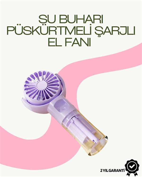 Dönen Su Sisli El Fanı – 4 Kademeli Rüzgar, Şeffaf Su Haznesi, Sessiz Çalışma