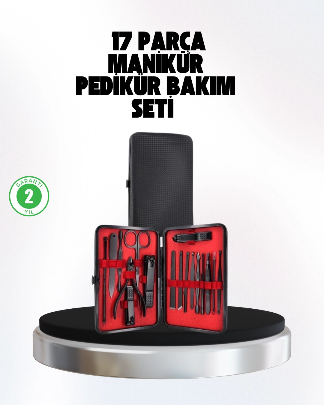 El ve Ayak Bakım Seti 17 Parça Taşınabilir Deri Çantalı Manikür Seti