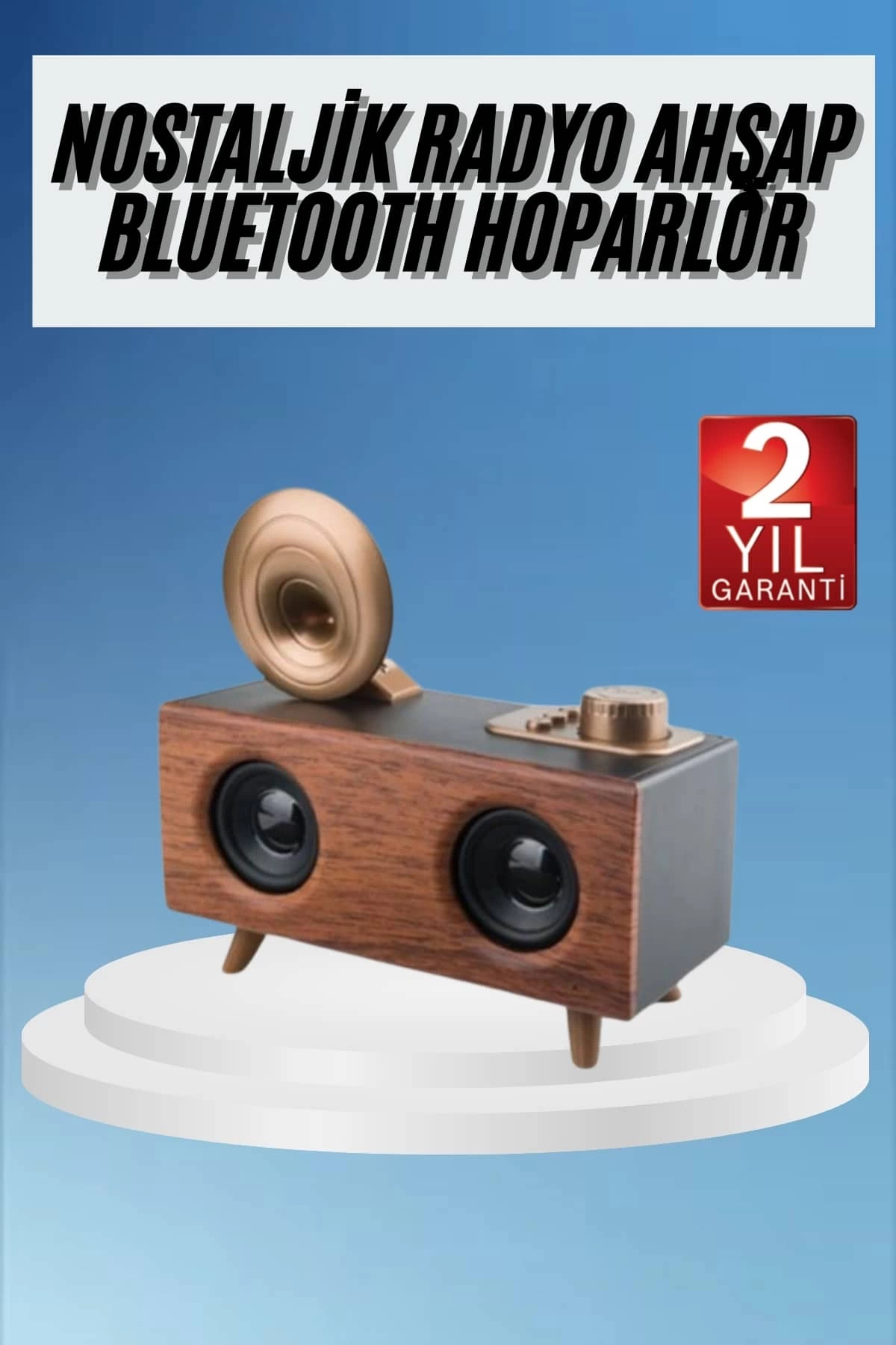 Gramafon Radyo Bluetooth Hoparlör Nostaljik Radyo FM Radyo