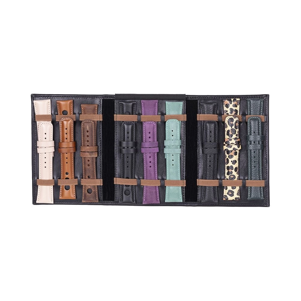 Hakiki Deri, El Yapımı, Saat Kordonu Taşıma Çantası, Kömür Siyah