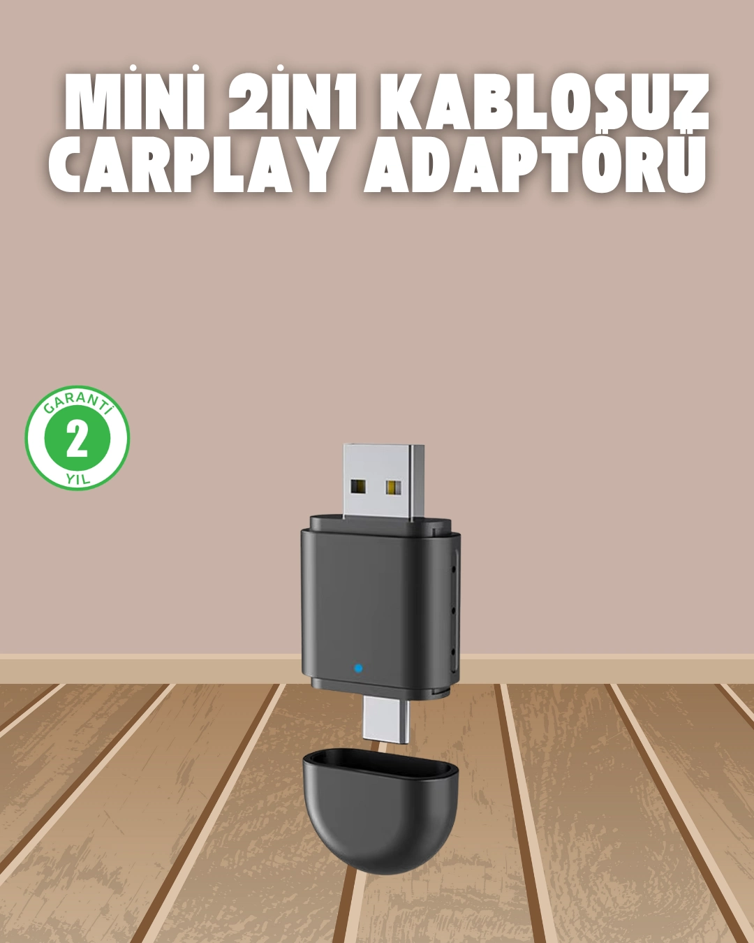 Kablosuz CarPlay Adaptörü – USB-A & Type-C Uyumlu Hızlı Bağlantı Cihazı