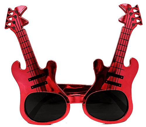 Kırmızı Renk Rockn Roll Gitar Şekilli Parti Gözlüğü 15x15 cm