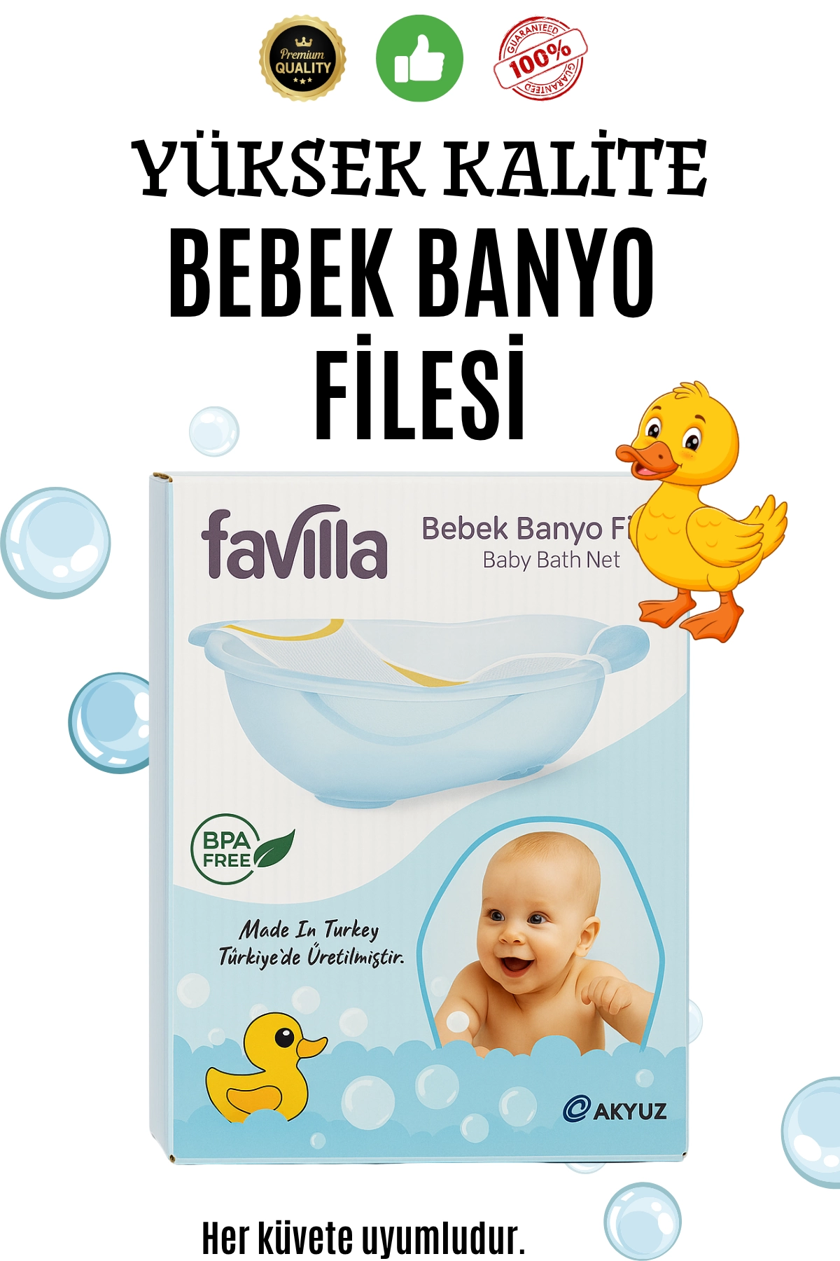 Lüx Kaydırmaz Bebek Yıkama Banyo Duş Filesi (KATLANIR KÜVET UYUMLU)