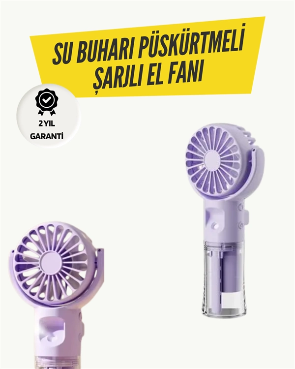 Mini Masaüstü ve El Tipi Buğu Fanı – Su Depolu, Şarj Edilebilir, Nemlendirici Özellikli