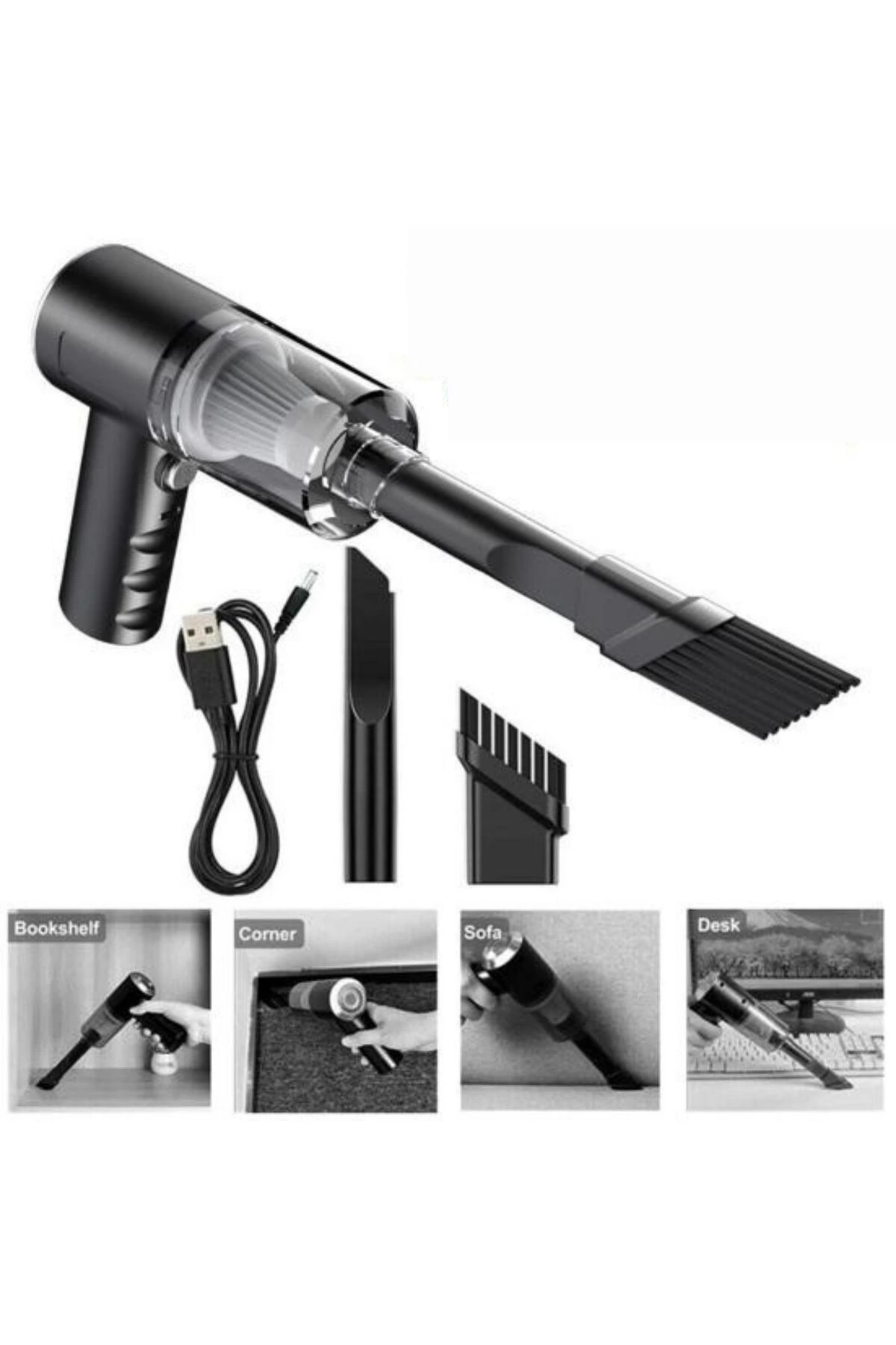 Mini Vakumlu Araç Süpürgesi El Süpürgesi Şarjlı Çok Fonksiyonlu Revo-9985 Uyumlu