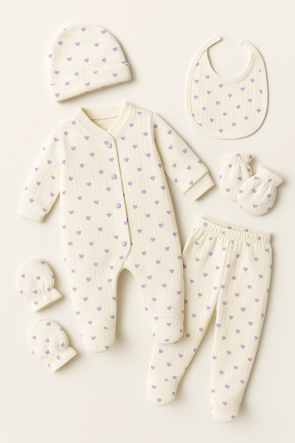 Minik Kalpler Sevimli Yenidoğan 5 Parça Hastane Çıkışı Seti - Yumuşacık Pamuklu Zıbın Takımı