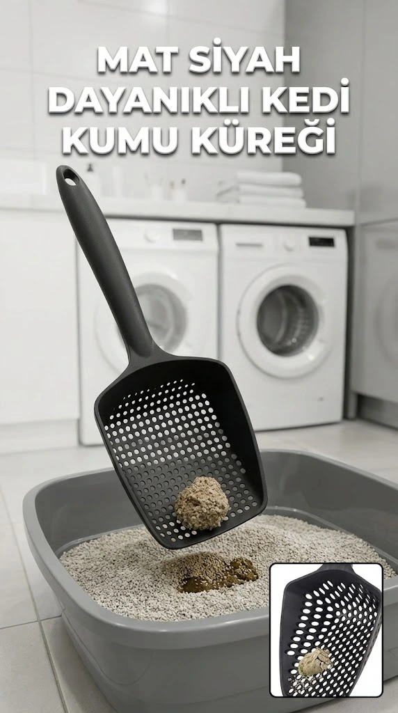 Küçük Delikli İnce Taneli Kedi Kumu Küreği – Dayanıklı, Ergonomik, Hijyenik Temizlik Küreği