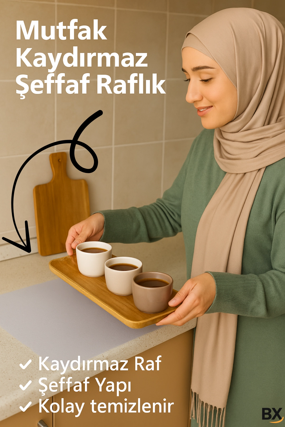 Mutfak Dolabı Çekmece Kaydırmaz Raf Örtüsü Şeffaf, Suya Dayanıklı, Kesilebilir Pvc 45x300 Cm