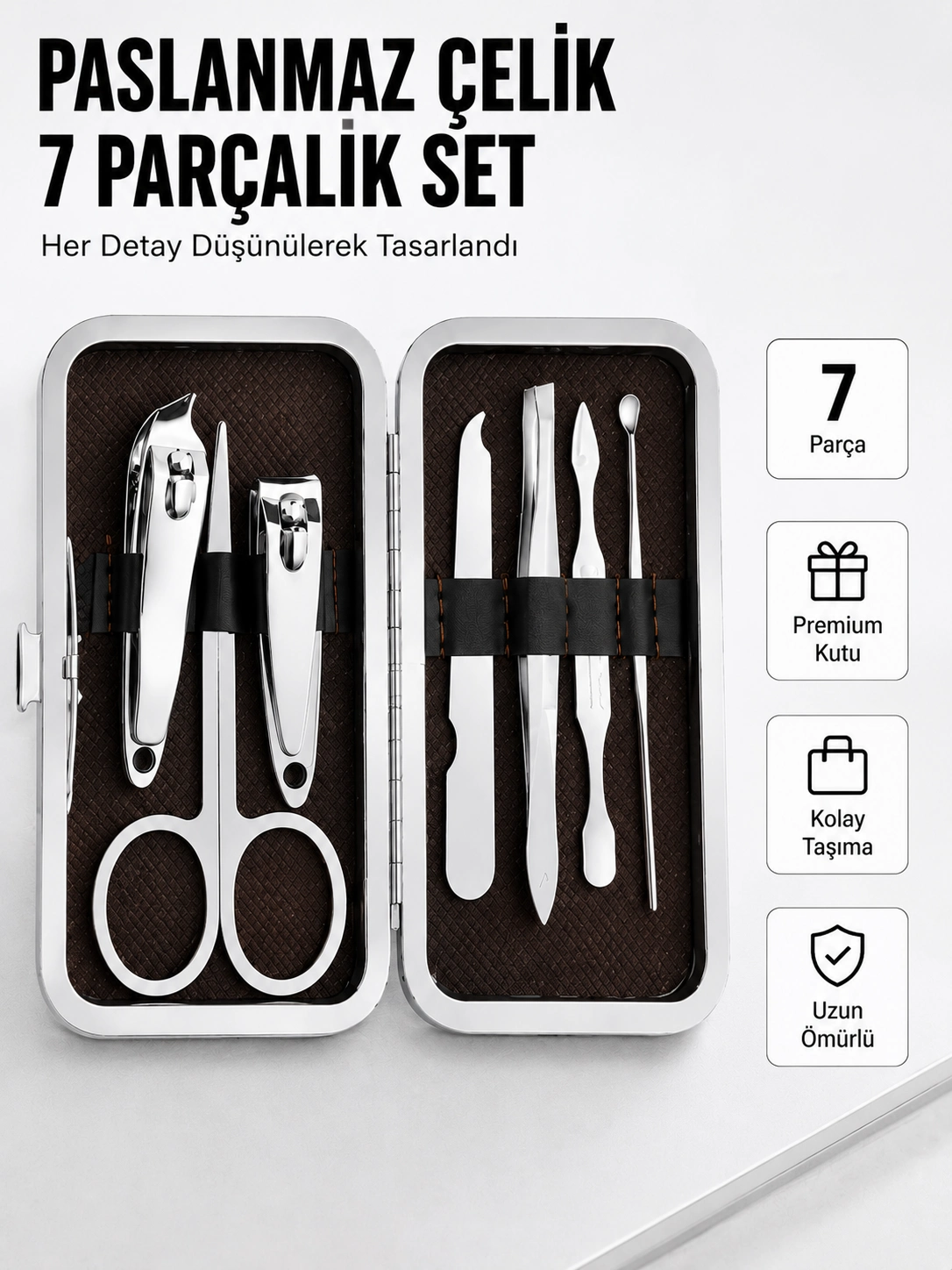 Paslanmaz Çelik Kişisel Bakım Seti – 7 Parça