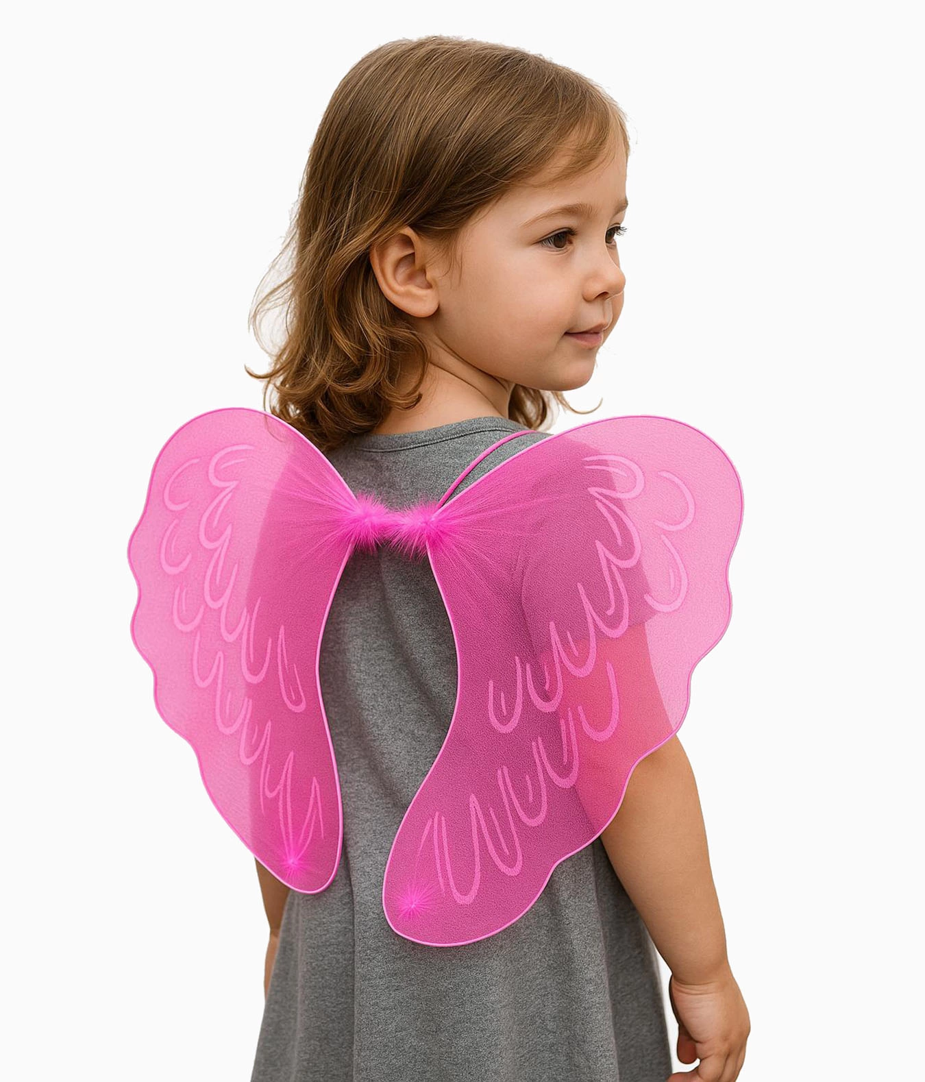 Pembe Renk Ortası Pembe Tüylü Tül Peri Kanadı 40x50 cm