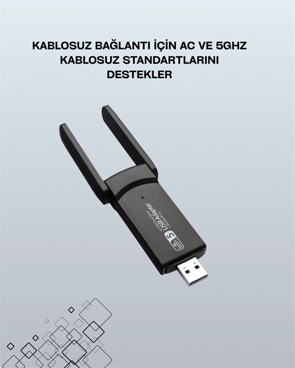 Tak-Çalıştır Özellikli Çift Bant WiFi Adaptör – 1200 Mbps