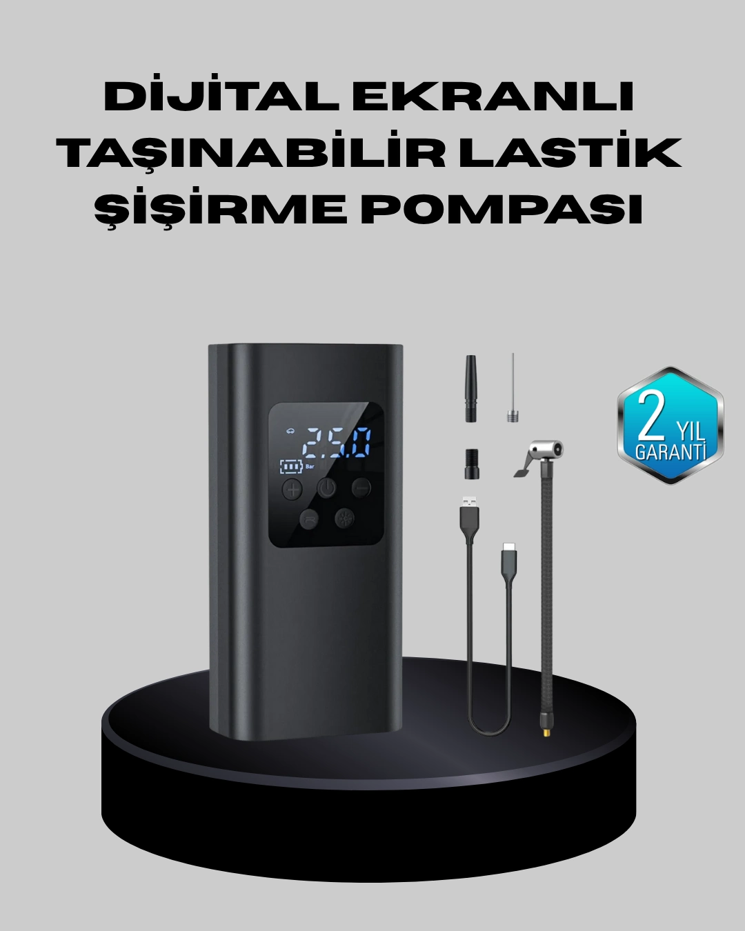 Taşınabilir 80W Kablosuz Lastik Şişirme Pompası Dijital Ekranlı