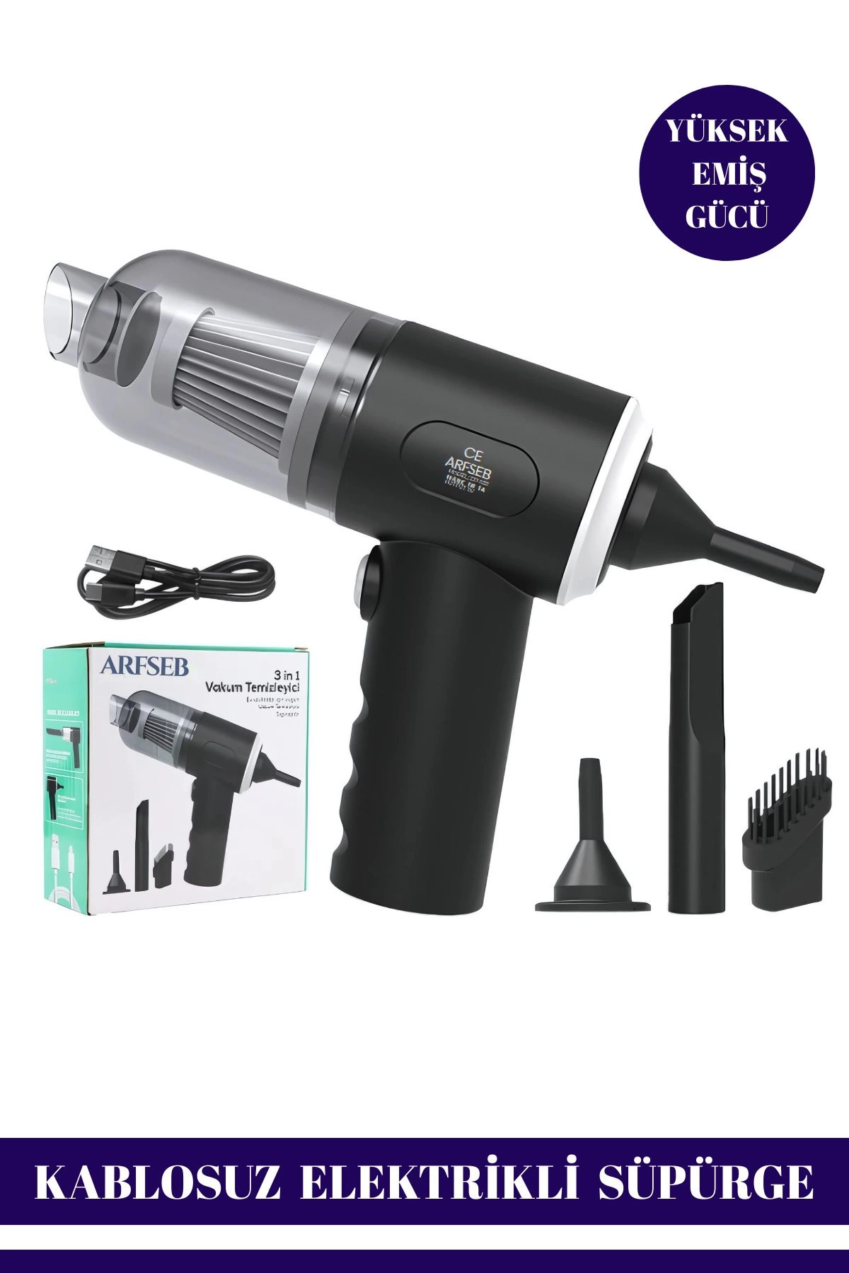 Taşınabilir Kablosuz Elektrikli El Süpürgesi- Ev, Ofis, Araba ,Klavye Temizliği İçin İdeal