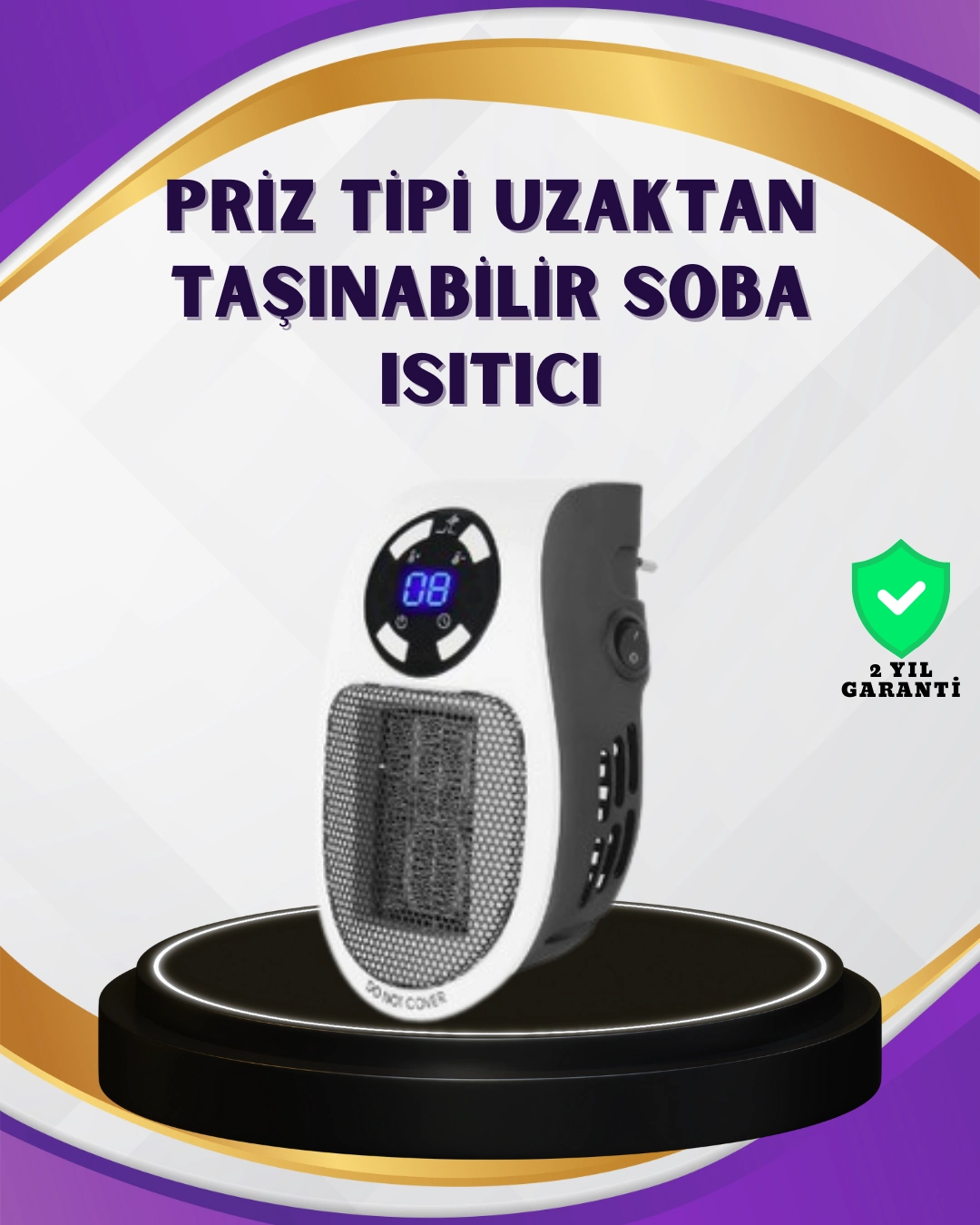 Taşınabilir Priz Isıtıcı Dijital Termostatlı Seramik Isıtıcı