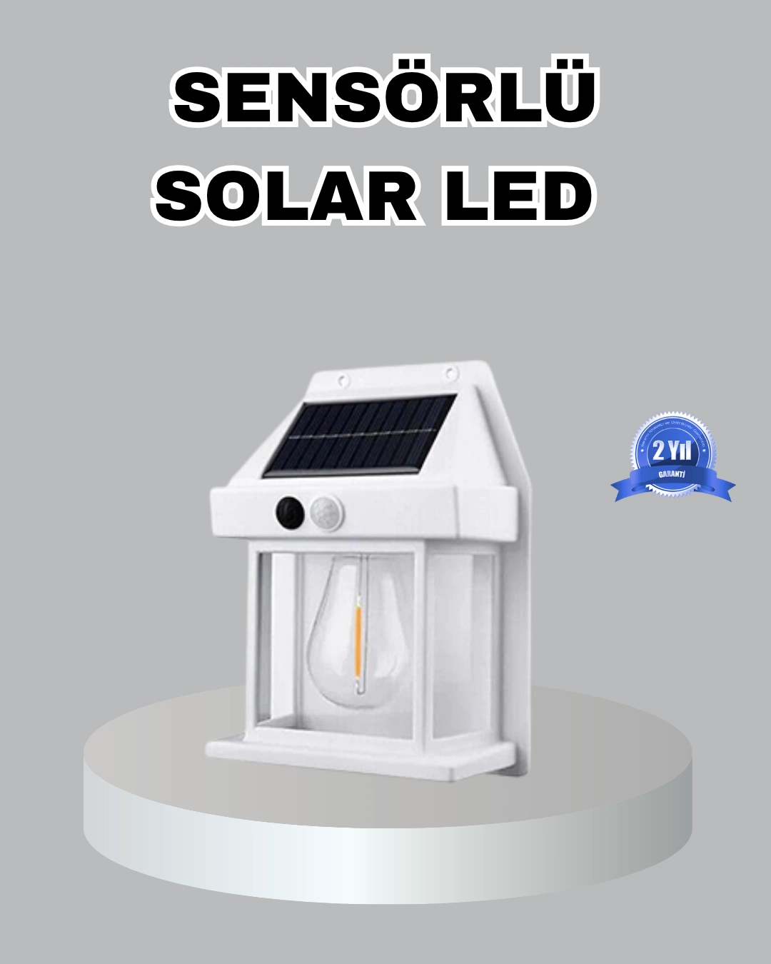 Üç Modlu Güneş Enerjili Duvar Lambası 1800mAh Bataryalı ve Hareket Sensörlü