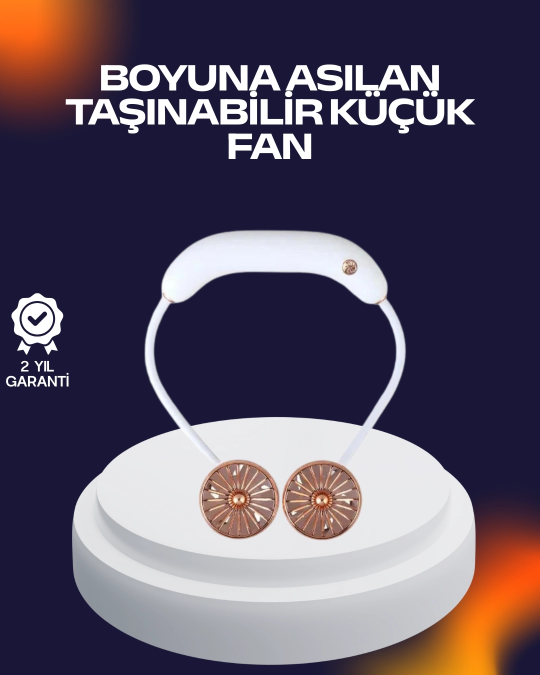 USB Şarjlı Katlanabilir Mini Boyun Fanı 1–3 Saat Kullanım