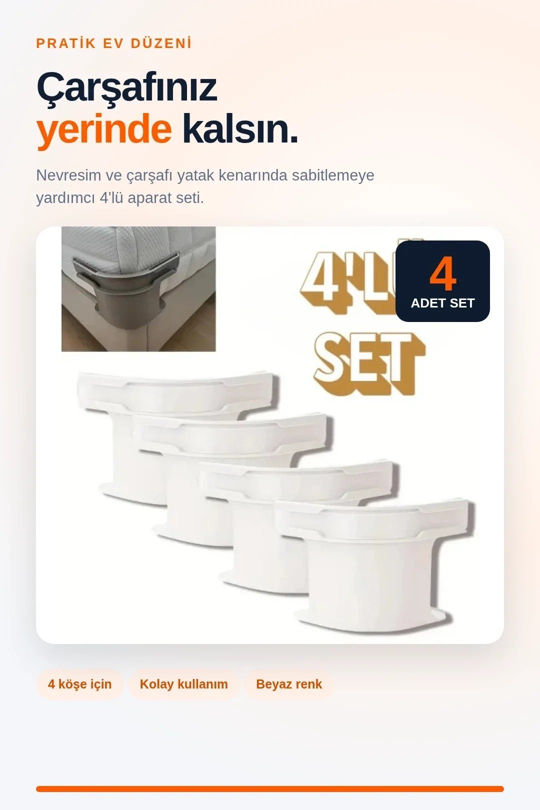 4'lü nevresim ve çarşaf sabitleyici
