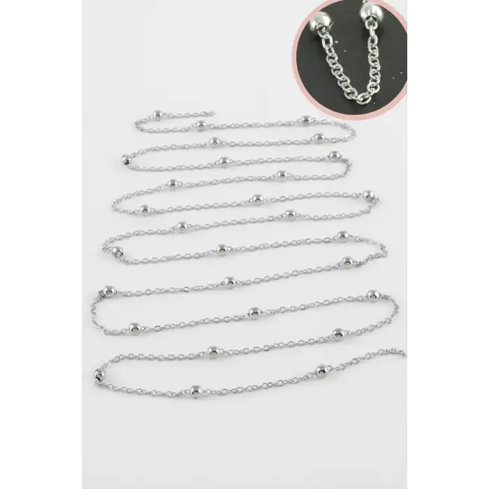 0,1 mm Gümüş Renkli Çelik Top Zincir 1 Metre