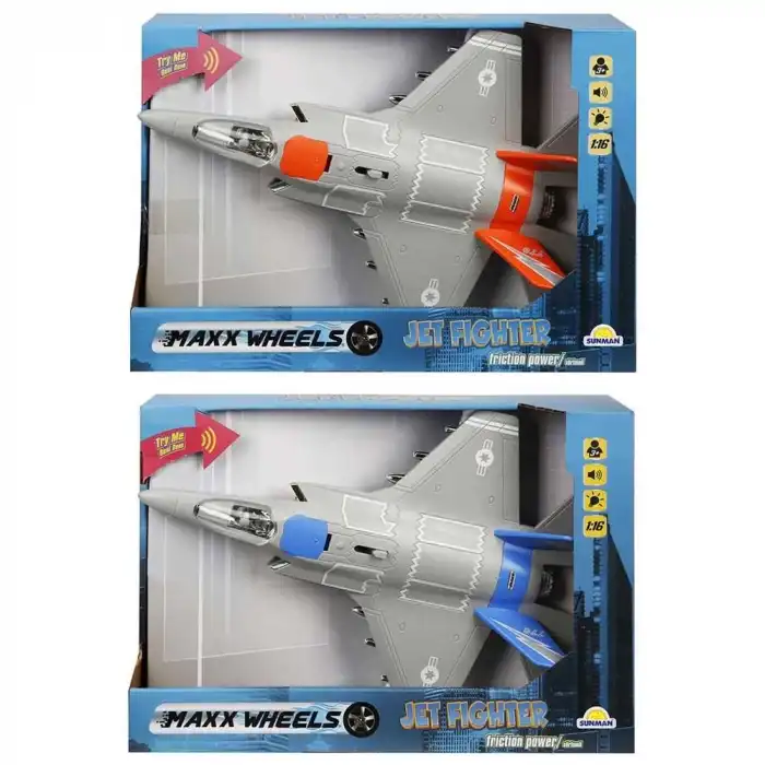 1:16 Maxx Wheels Sesli ve Işıklı Jet Fighter Uçak - 1  Adet Stokta Olan Gönderilir