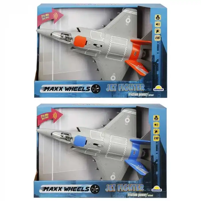 1:16 Maxx Wheels Sesli ve Işıklı Jet Fighter Uçak - 1  Adet Stokta Olan Gönderilir