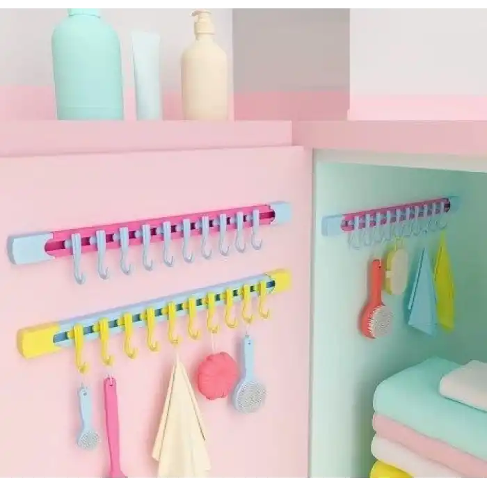 10 Kancalı Raylı Mutfak ve Banyo Düzenleyici Askı 30 cm
