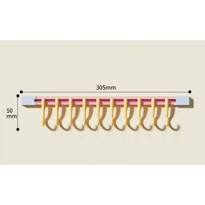 10 Kancalı Raylı Mutfak ve Banyo Düzenleyici Askı 30 cm