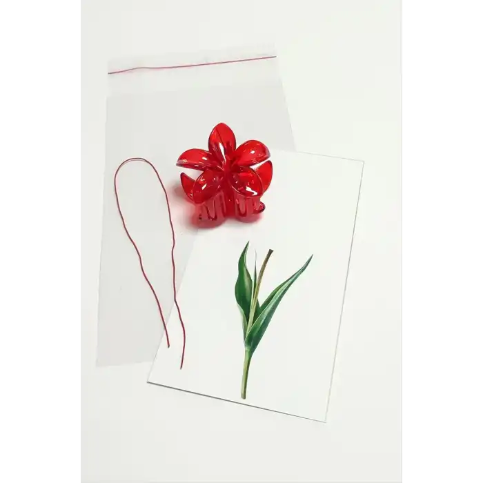 100 Adet Kırmızı Lotus Toka 6 cm Kına Seti