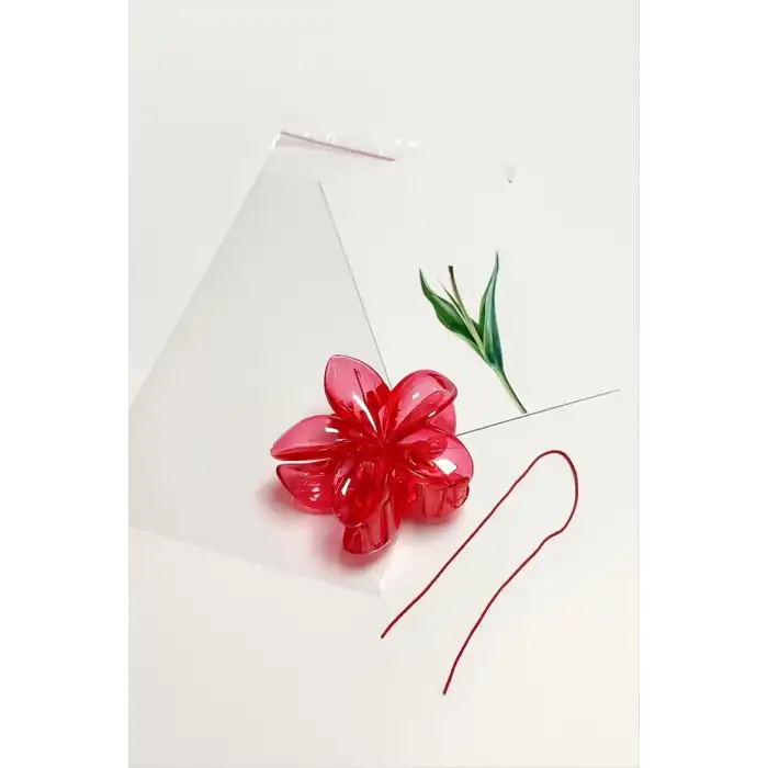 100 Adet Kırmızı Lotus Toka 8 cm Kına Seti