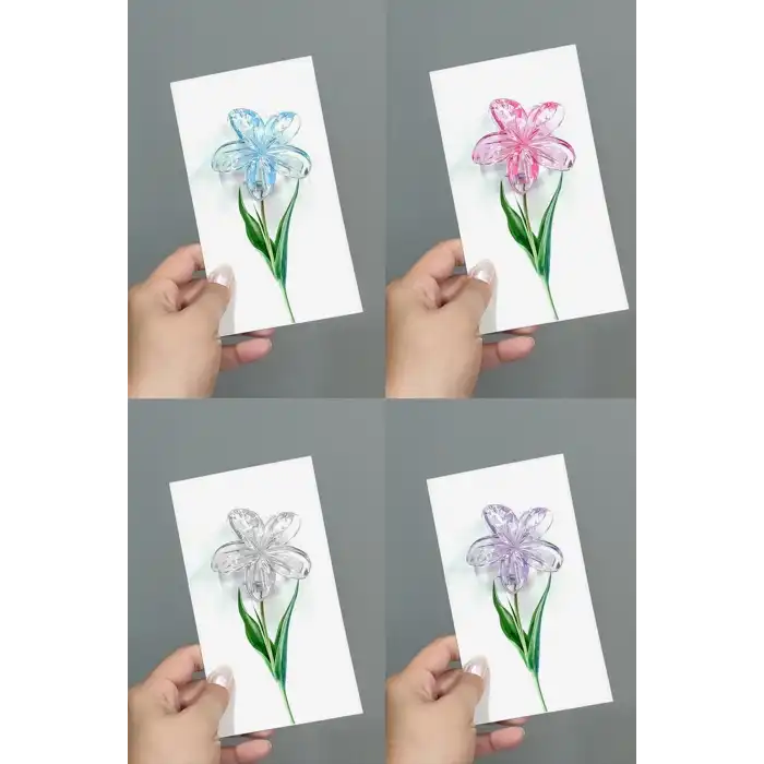 100 Adet Şeffaf Renkli Lotus Toka 6 cm Kına Seti