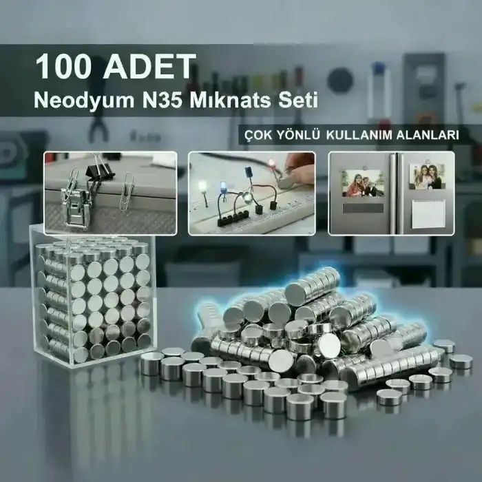 100 lü 8x3mm Yuvarlak Neodyum Mıknatıs