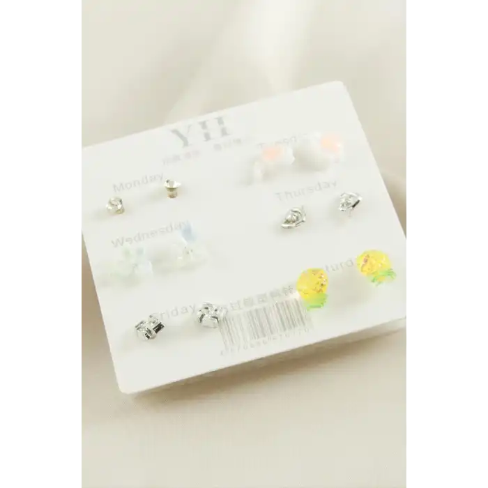 12 Adet Karışık Metal Taşlı Küpe