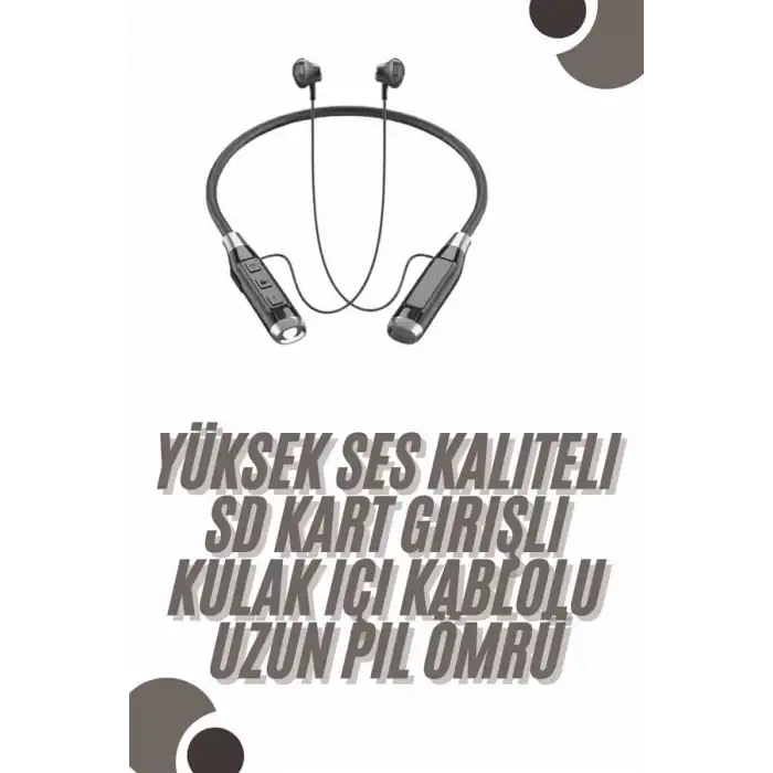 120 Saat Bluetooth Kulaklık Kablolu Boyun Askılı SD Kart Girişli ANC Özellikli