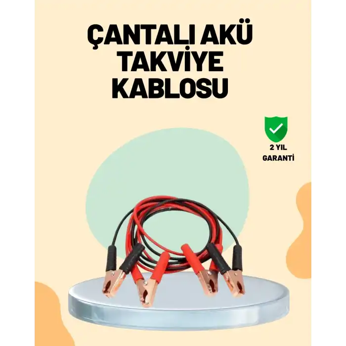 1200 Amper Jumper Kablo 2 Metre Bakır Uçlu Araç Takviye Seti