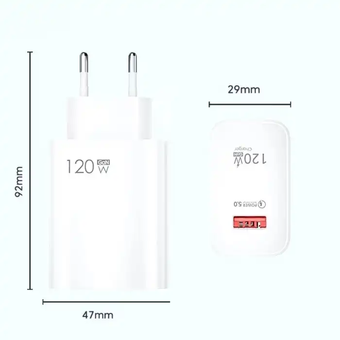 120w Usb Hızlı Type C Uçlu Kablolu Şarj Aleti