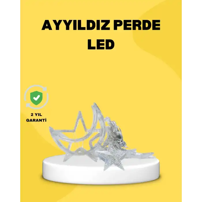 126 Led Yıldız Ay Figürlü Perde Işık Romantik Ambiyans