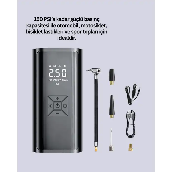12V Uyumlu Çok İşlevli Akıllı Araç Lastik Pompası