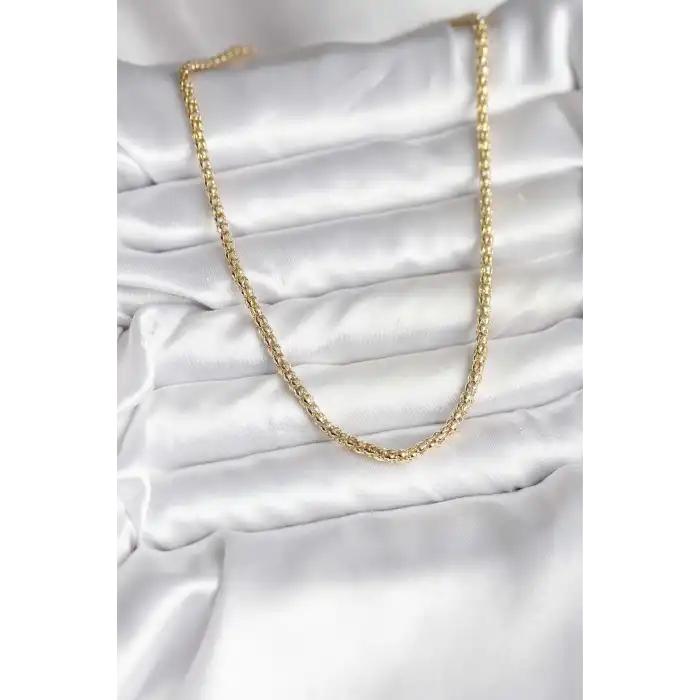 14K Gold Renk Kaplama Boru Zincir Model CM Kadın Kolye