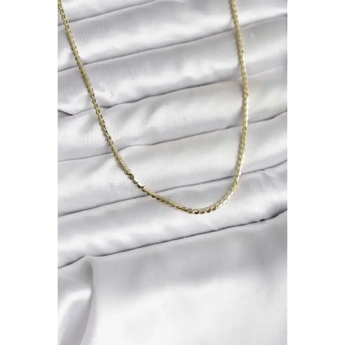 14K Gold Renk Kaplama Ezme Zincir Model CM Kadın Kolye