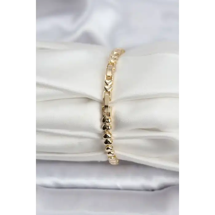14K Gold Renk Kaplama Kalp Model CM Kadın Bileklik