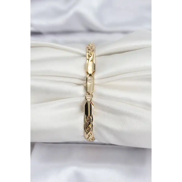 14K Gold Renk Kaplama Lazer Zincir Model CM Kadın Bileklik
