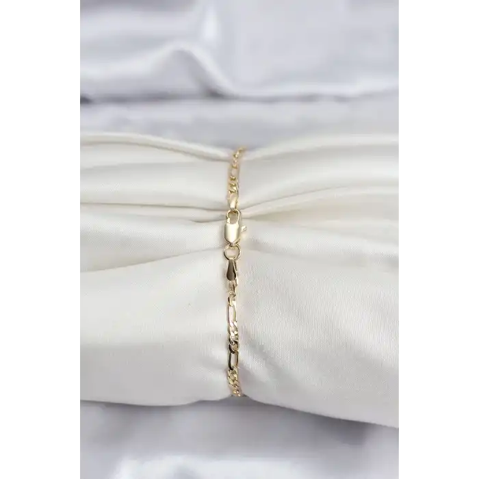 14K Gold Renk Kaplama Minimal Zincir Model CM Kadın Bileklik