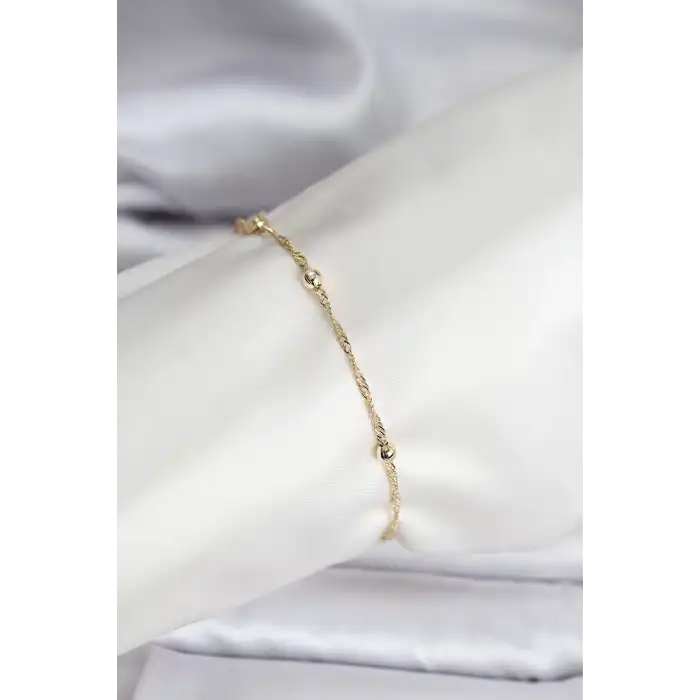 14K Gold Renk Kaplama Topçuklu Model CM Kadın Bileklik