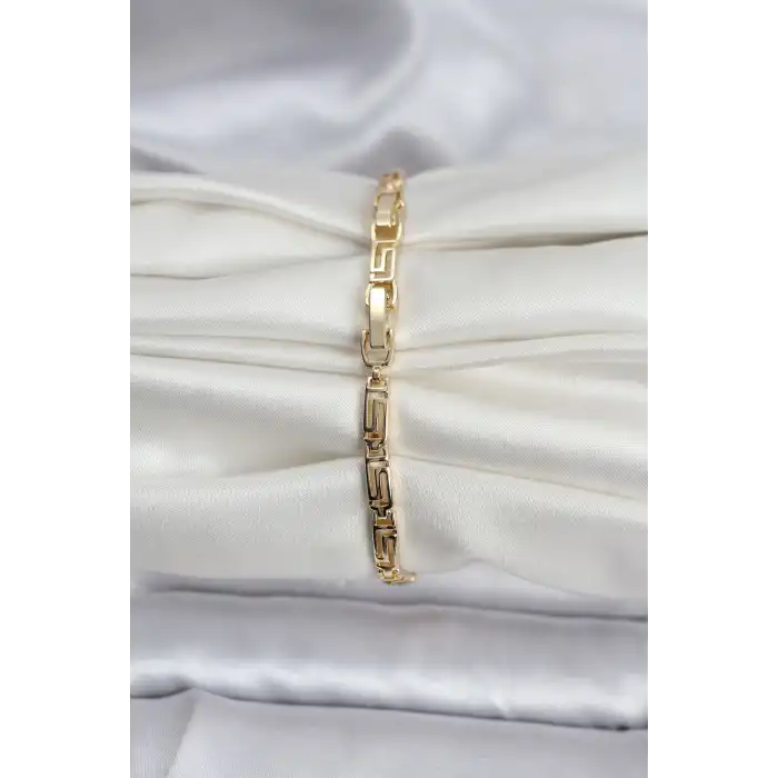 14K Gold Renk Kaplama Zirkon Taşlı Baget Model CM Kadın Bileklik