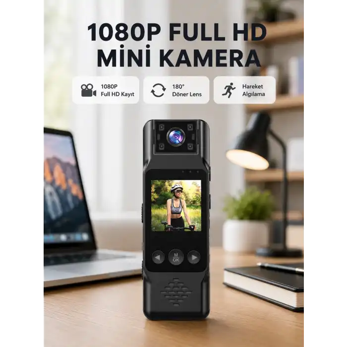 180 Derece Dönebilen Mini Kamera Full HD TFT Ekran Hareket Sensörlü (Kopya)