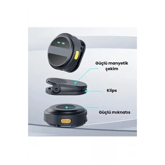 2 Adet Profesyonel Kablosuz Yaka Mikrofonu Lighting Uyumlu Manyetik Klipsli