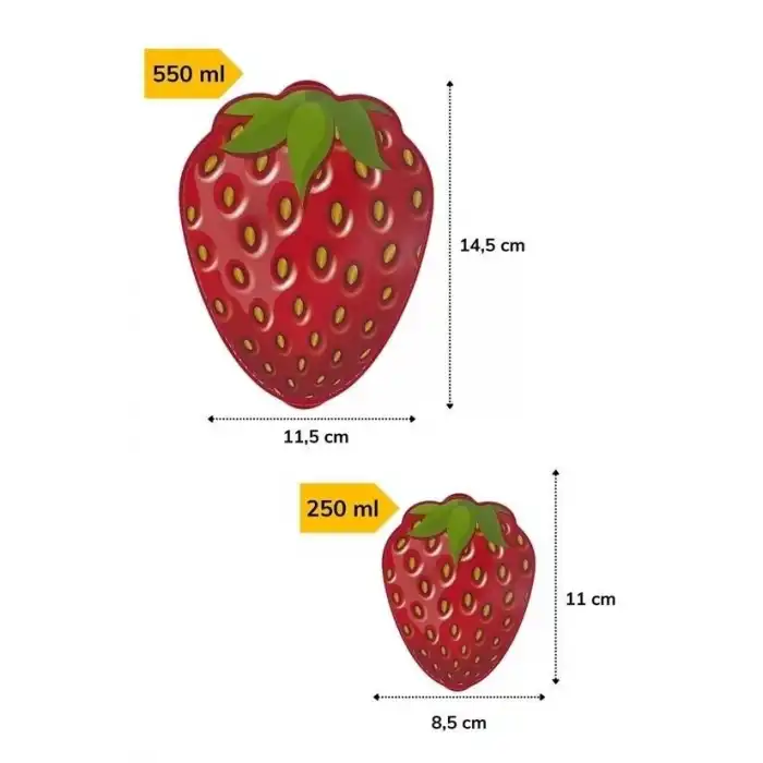 2li İç İçe Geçebilen Çilek Model Saklama Ve Beslenme Kabı Seti (550 Ml + 250 Ml)