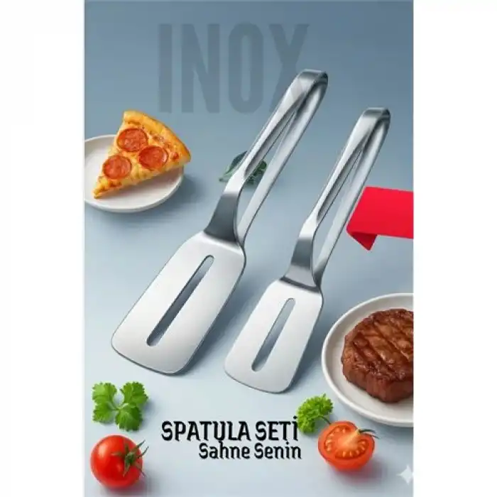 2 li Inox Spatula Seti – Pizza, Tatlı, Et Servisi İçin Ergonomik Tasarım